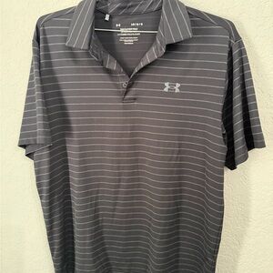LG Men's Dark Gray Striped Polo Shirt
